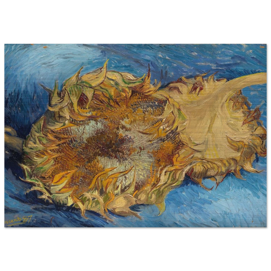 Still Life with Two Sunflowers - Vincent van Gogh Brushed Aluminum Print - 70x100 cm / 28x40 inches | Vincent van Gogh Aluminum Print | Vincent van Gogh Prints