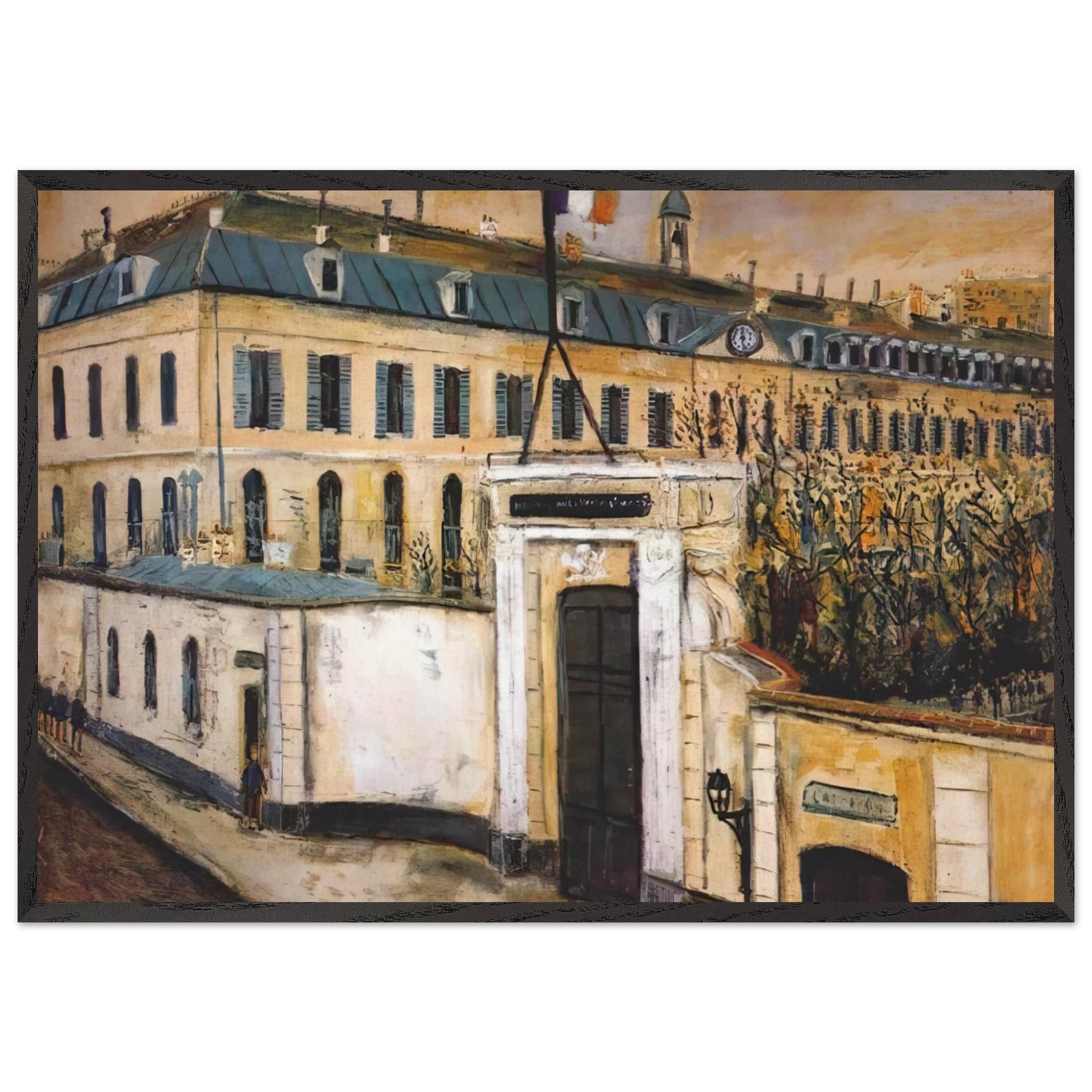 MILITARY HOSPITAL - Maurice Utrillo Framed Art Print – Black Wooden Frame - Default Title - -Framed Art Print