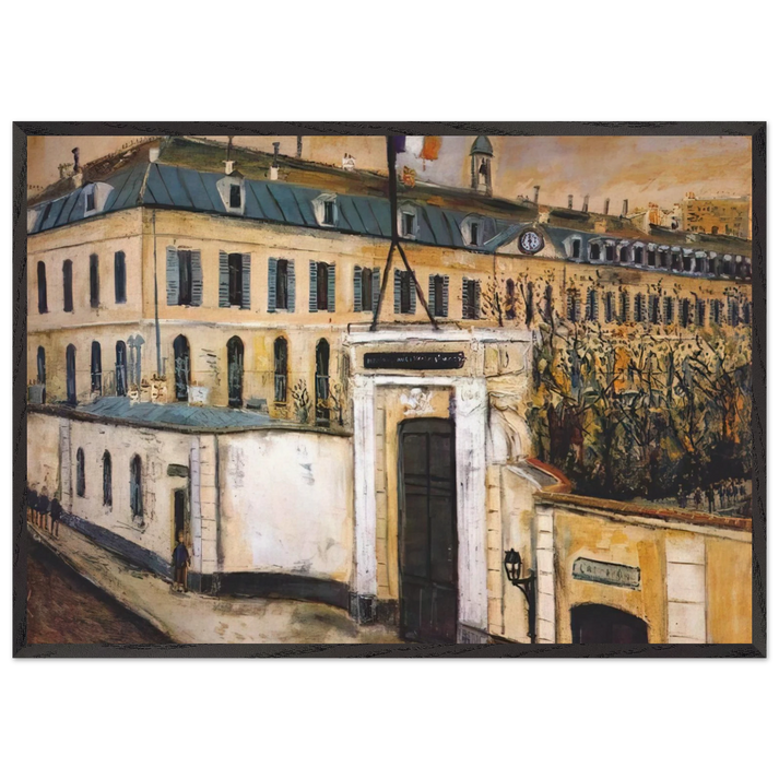 MILITARY HOSPITAL - Maurice Utrillo 70x100 cm / 28x40 inches Framed Art Print – Black Wooden Frame