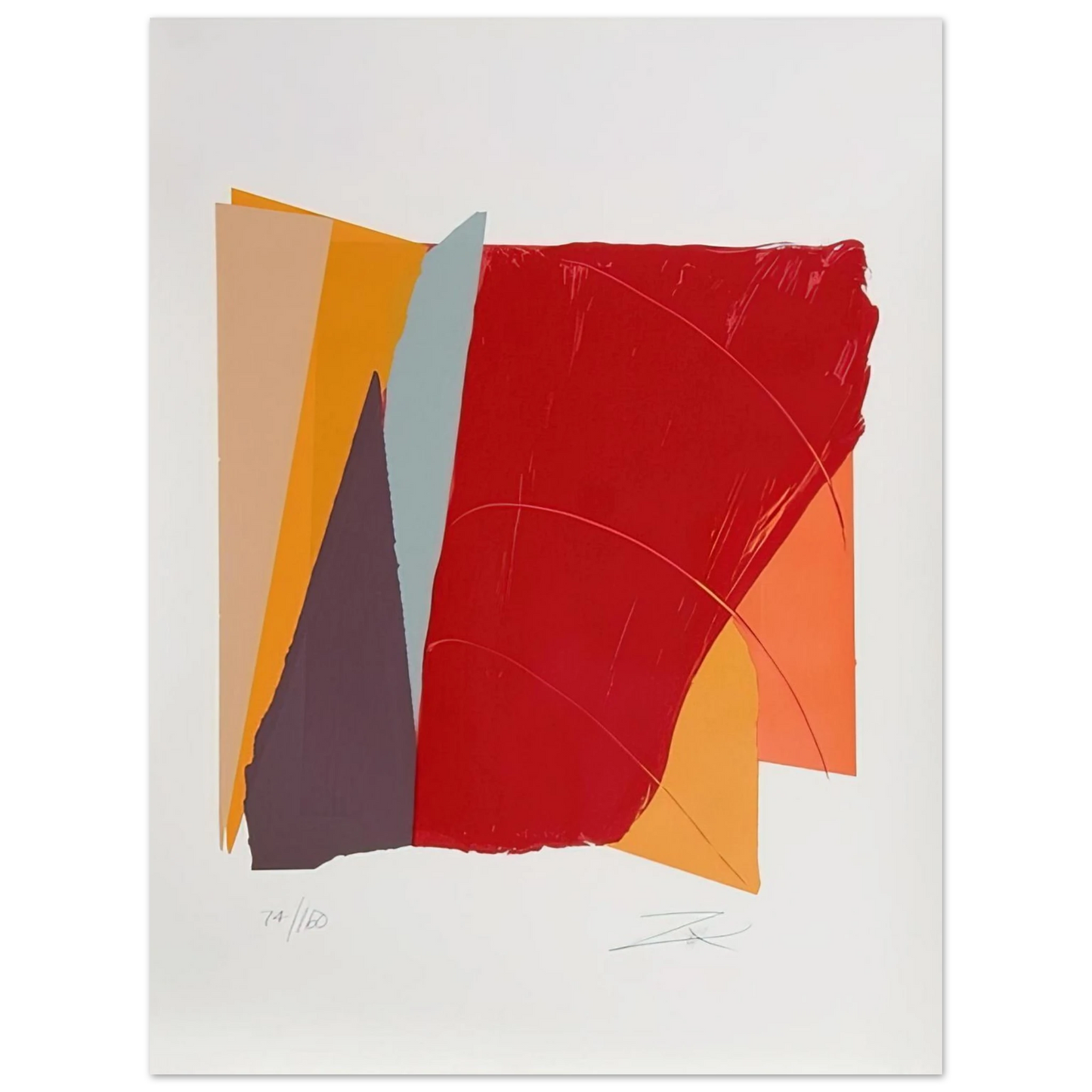 Larry Zox - Red Line I - 1979 Fine Art Poster - Default Title