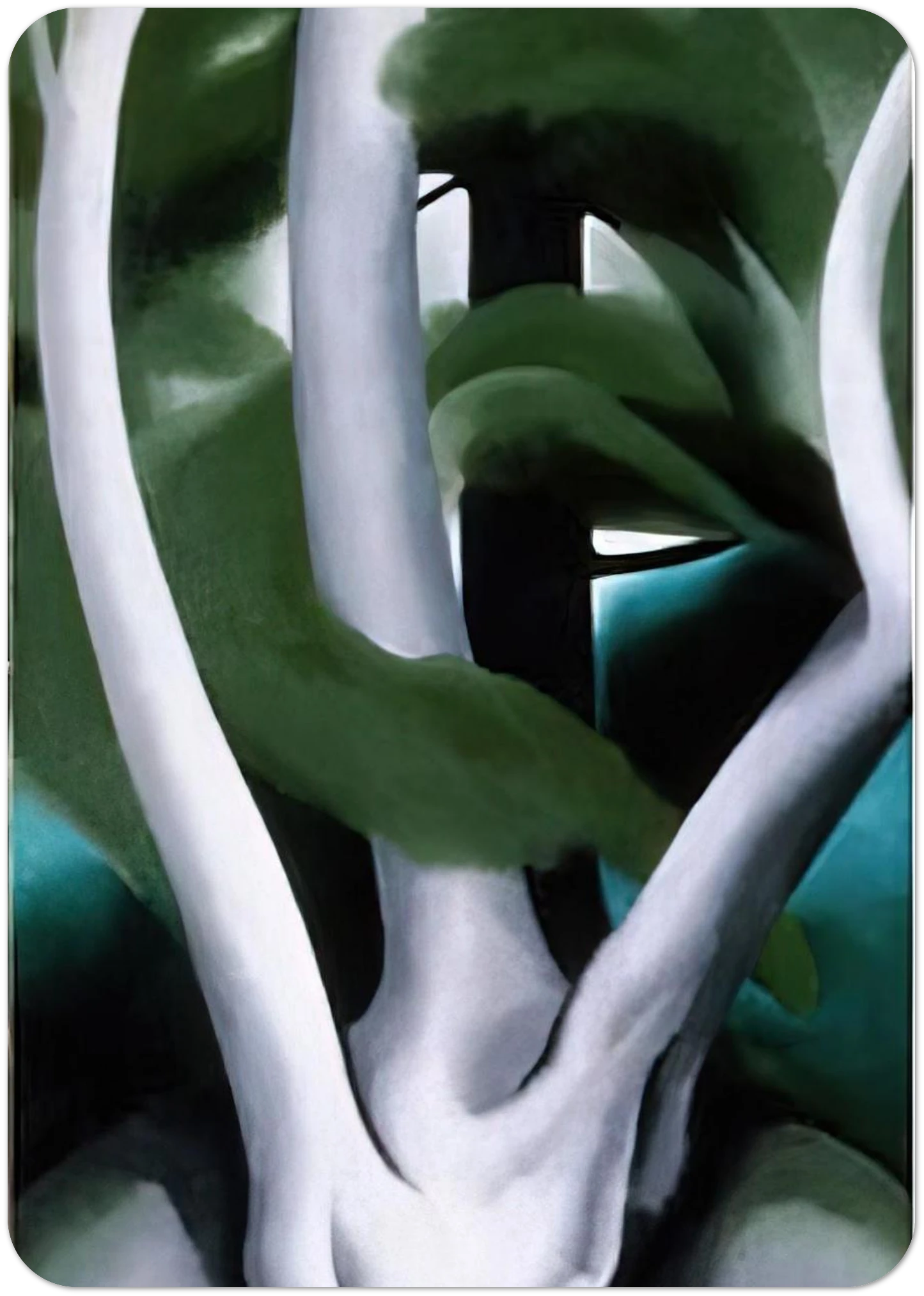 Birch and Pine Tree No. 1 By Georgia O'Keeffe Pack of 10 Post Cards | Georgia O'Keeffe Post Cards | A6 (10.5 x 14.8 cm) - 4.1 x 5.8 inches