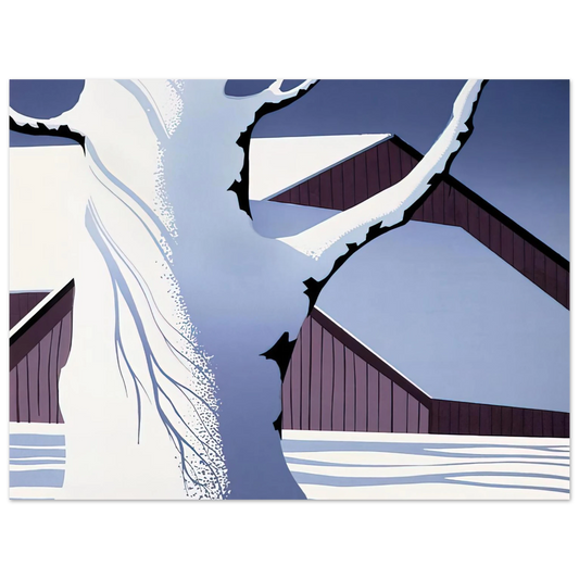 Eyvind Earle - Red Barn and Tree Trunk Fine Art Poster - Default Title