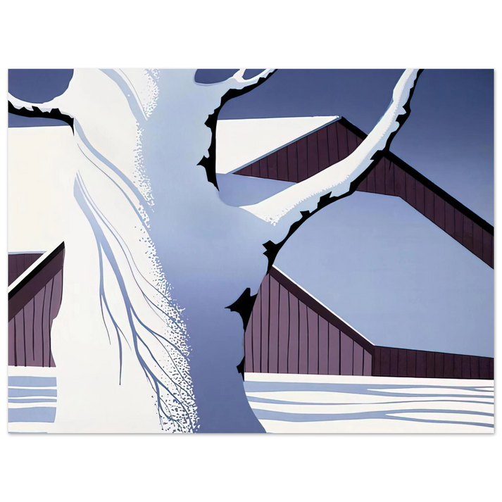 Eyvind Earle - Red Barn and Tree Trunk  75x100 cm / 30x40inches Fine Art Poster