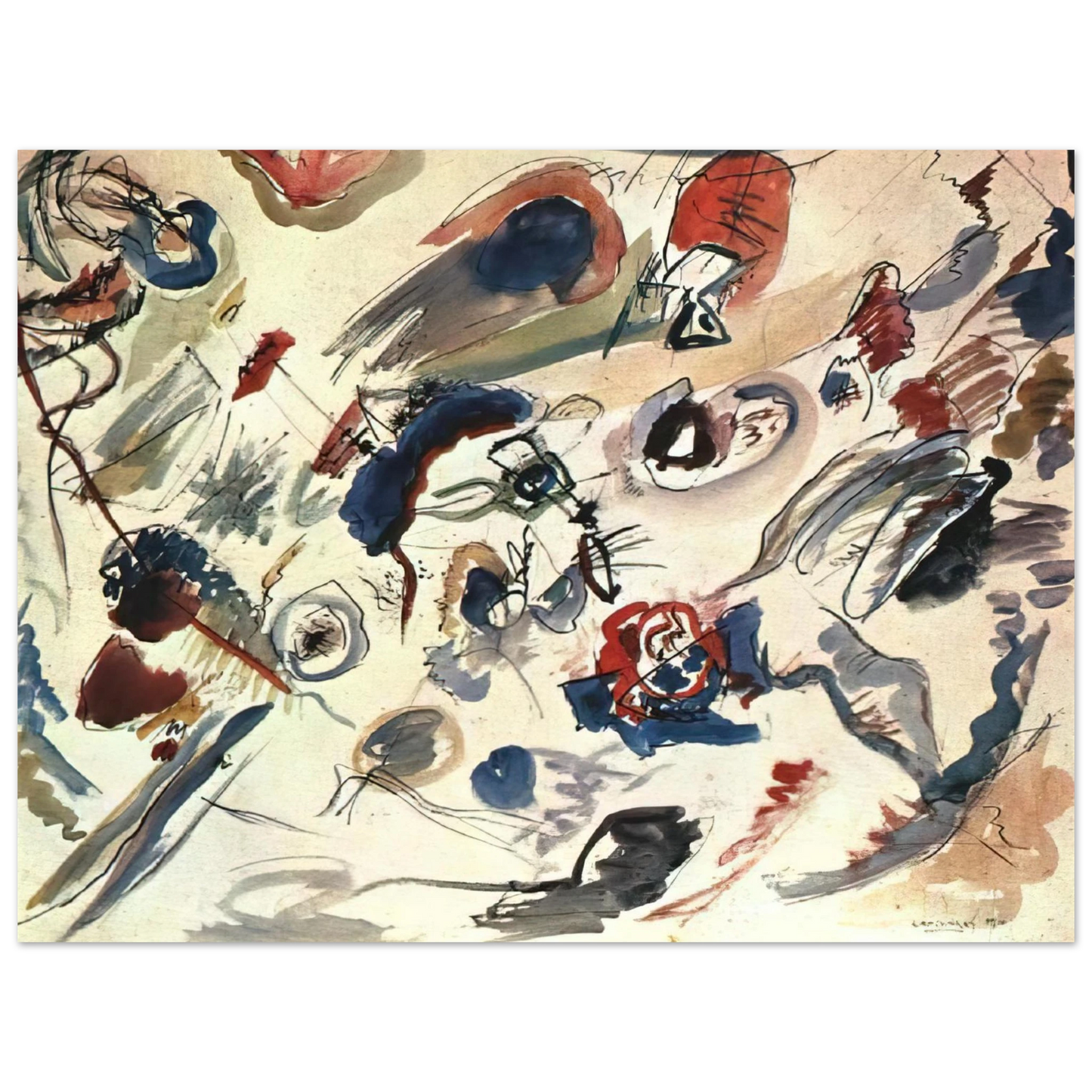 Wassily Kandinsky - FIRST ABSTRACT WATERCOLOR 1910 Fine Art Poster - Default Title