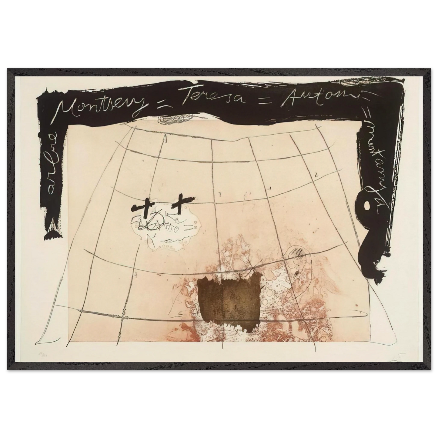 CARTOGRAPHY 1976 - Antoni Tapies Framed Art Print – Black Wooden Frame - Default Title - -Framed Art Print
