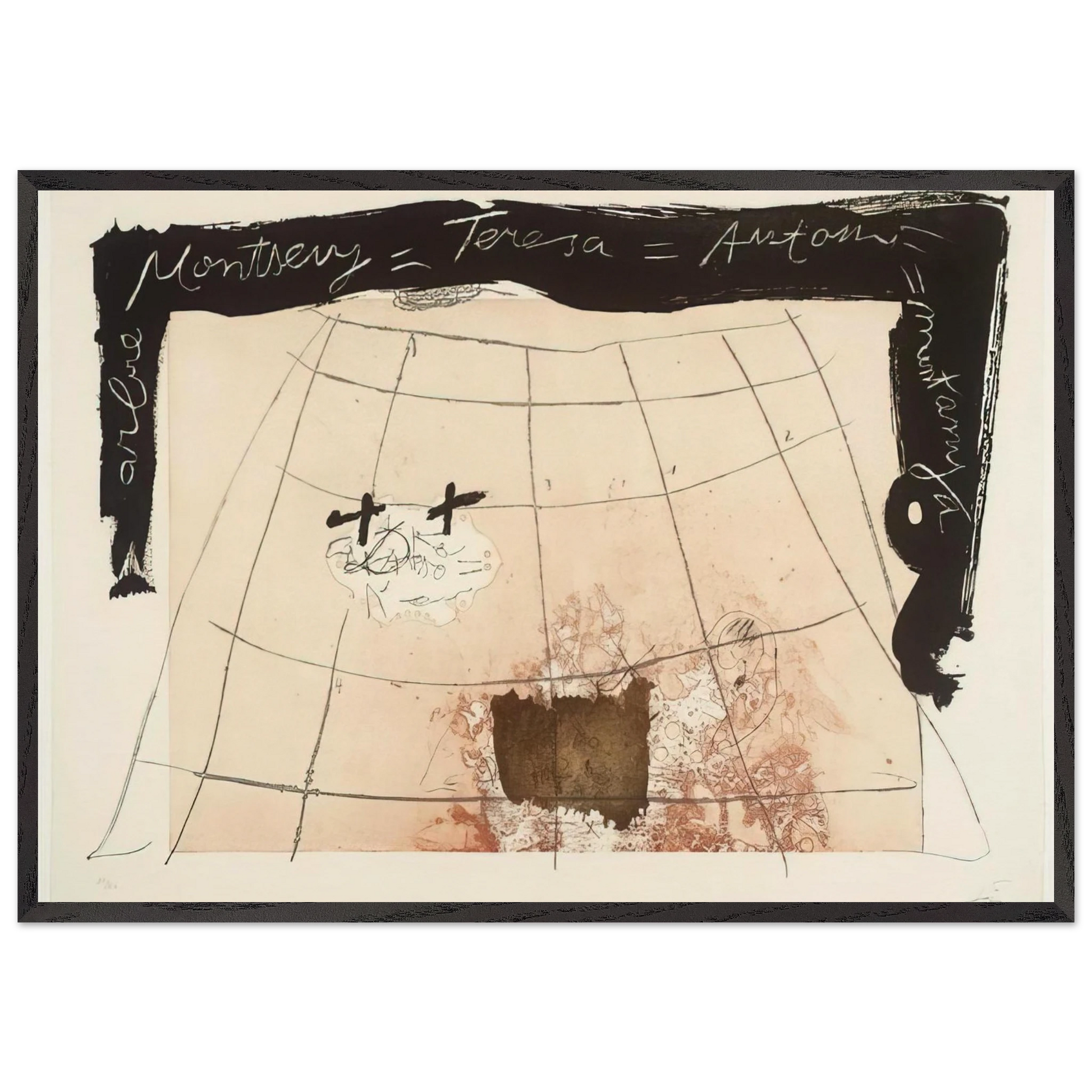 CARTOGRAPHY 1976 - Antoni Tapies Framed Art Print – Black Wooden Frame - Default Title - -Framed Art Print
