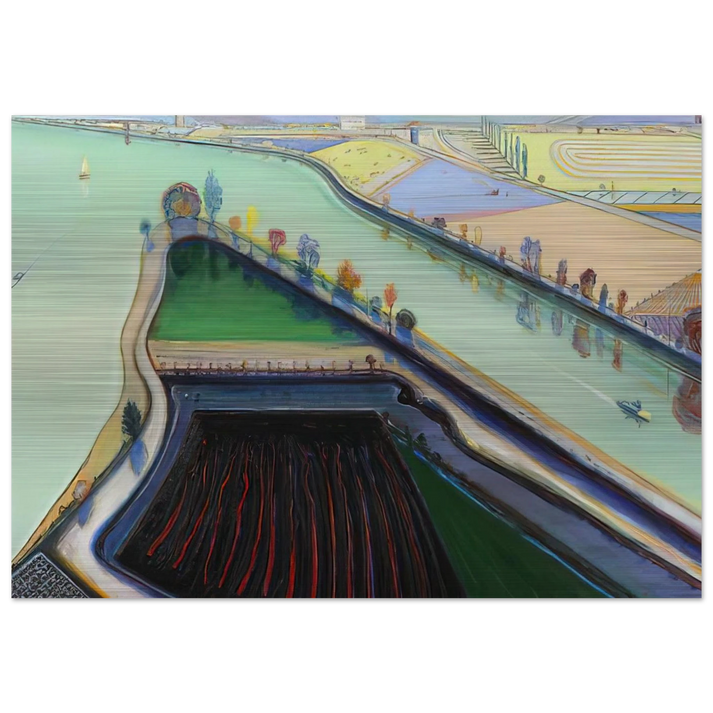 River Boats - 2001 - Wayne Thiebaud Brushed Aluminum Print - 70x100 cm / 28x40 inches | Wayne Thiebaud Aluminum Print | Wayne Thiebaud Prints