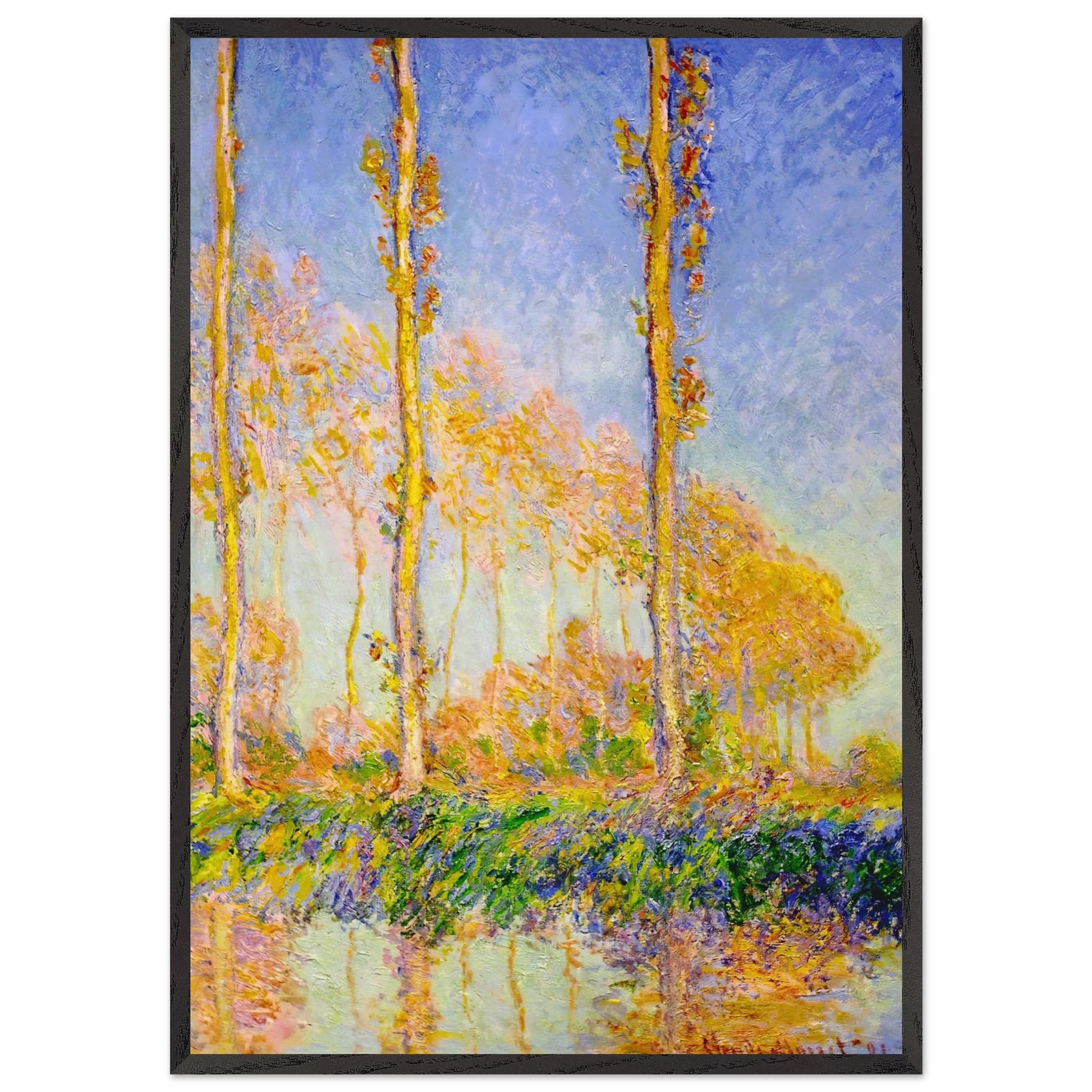Poplars Autumn Pink Effect - claude monet Framed Art Print – Black Wooden Frame - Default Title - -Framed Art Print