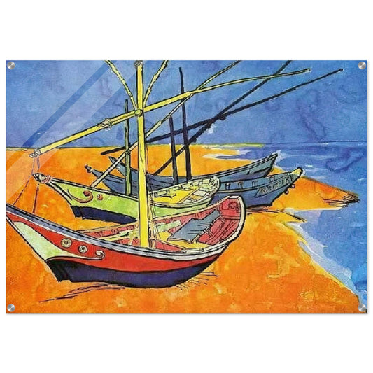 Fishing Boats on the Beach at Saintes-Maries-de-la-Mer - Vincent van Gogh Acrylic Print - 70x100 cm / 28x40″ inches