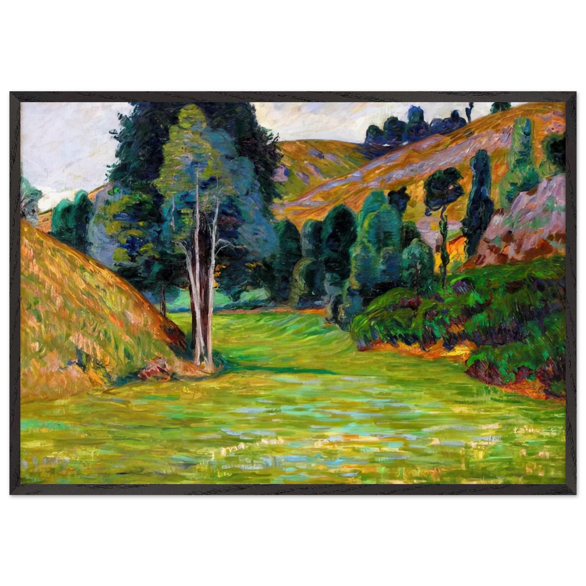 Valley in Pontgibaud - Armand Guillaumin Framed Art Print – Black Wooden Frame - Default Title - -Framed Art Print