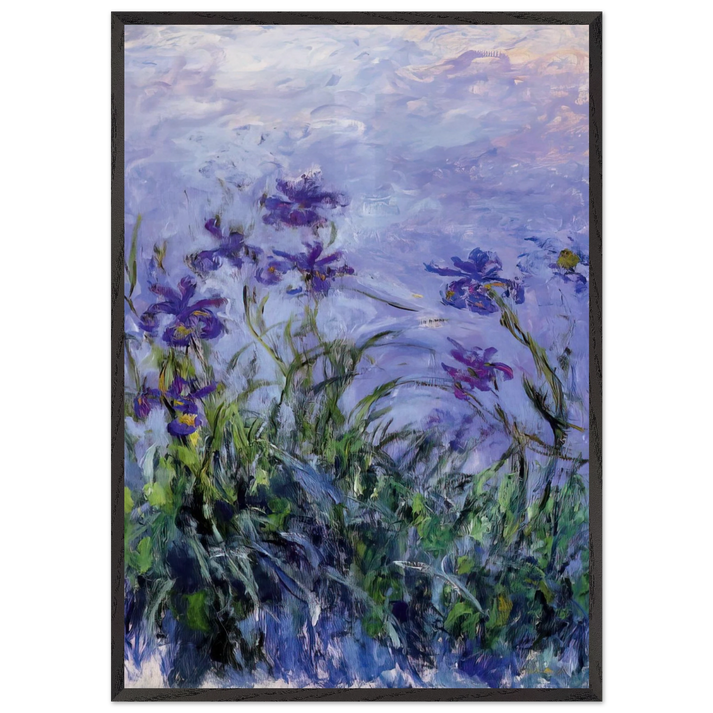 Lilac Irises - claude monet 70x100 cm / 28x40 inches Framed Art Print – Black Wooden Frame