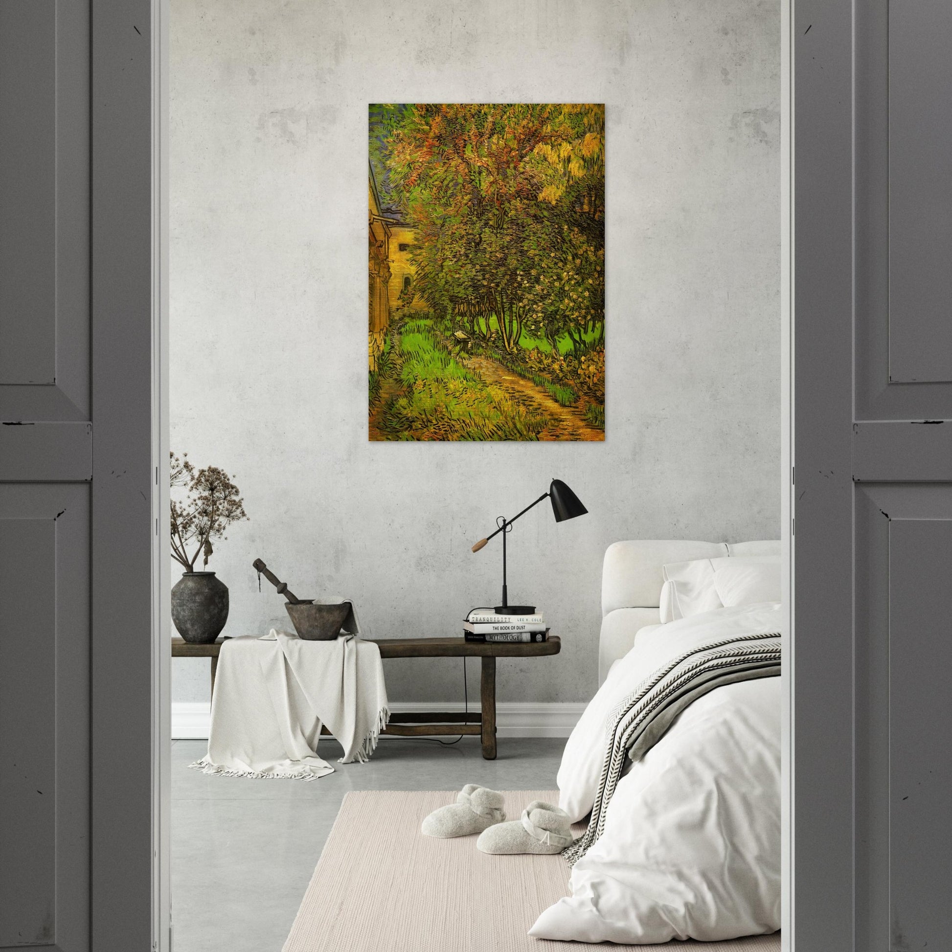 The Garden of Saint-Paul Hospital - Vincent van Gogh Brushed Aluminum Print - 70x100 cm / 28x40 inches | Vincent van Gogh Aluminum Print | Vincent van Gogh Prints
