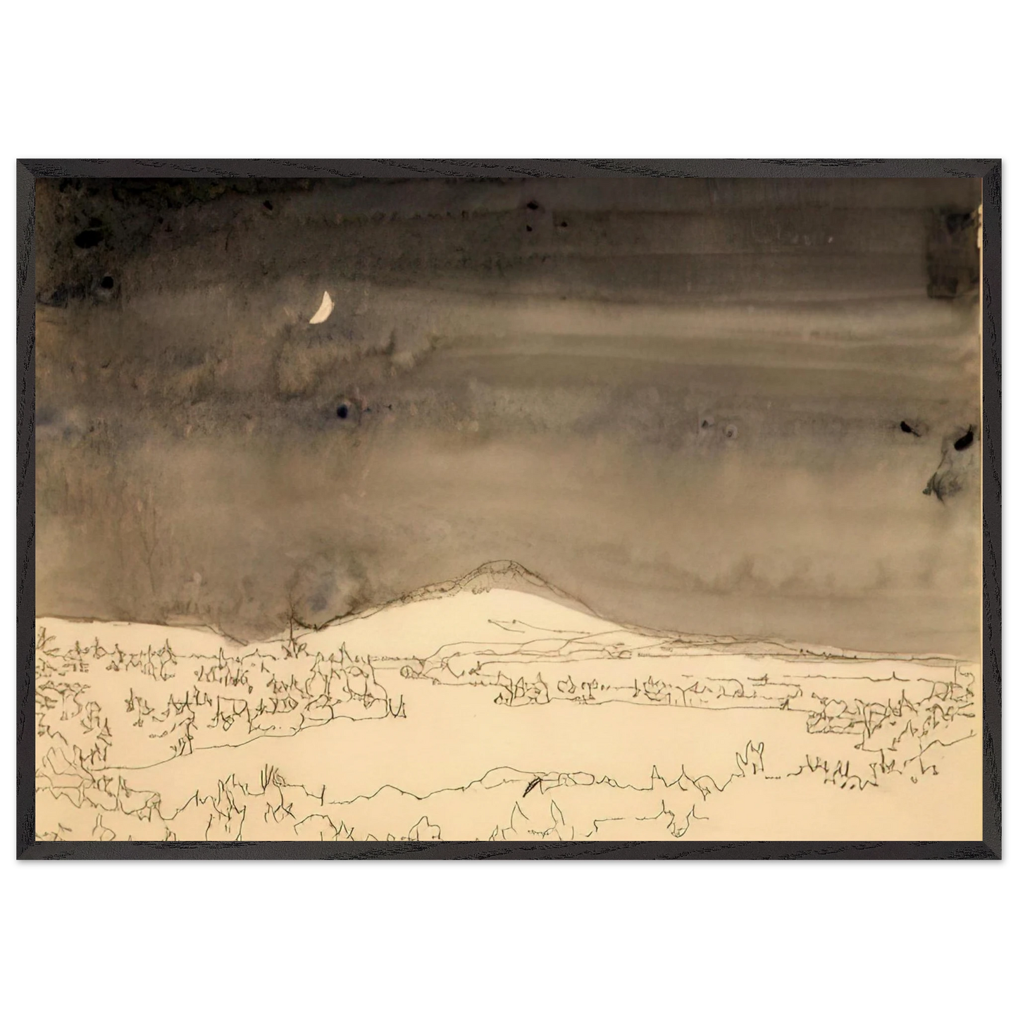 Untitled Night Scene Study - Contemporary Realism - Neil Welliver Framed Art Print – Black Wooden Frame - Default Title - -Framed Art Print