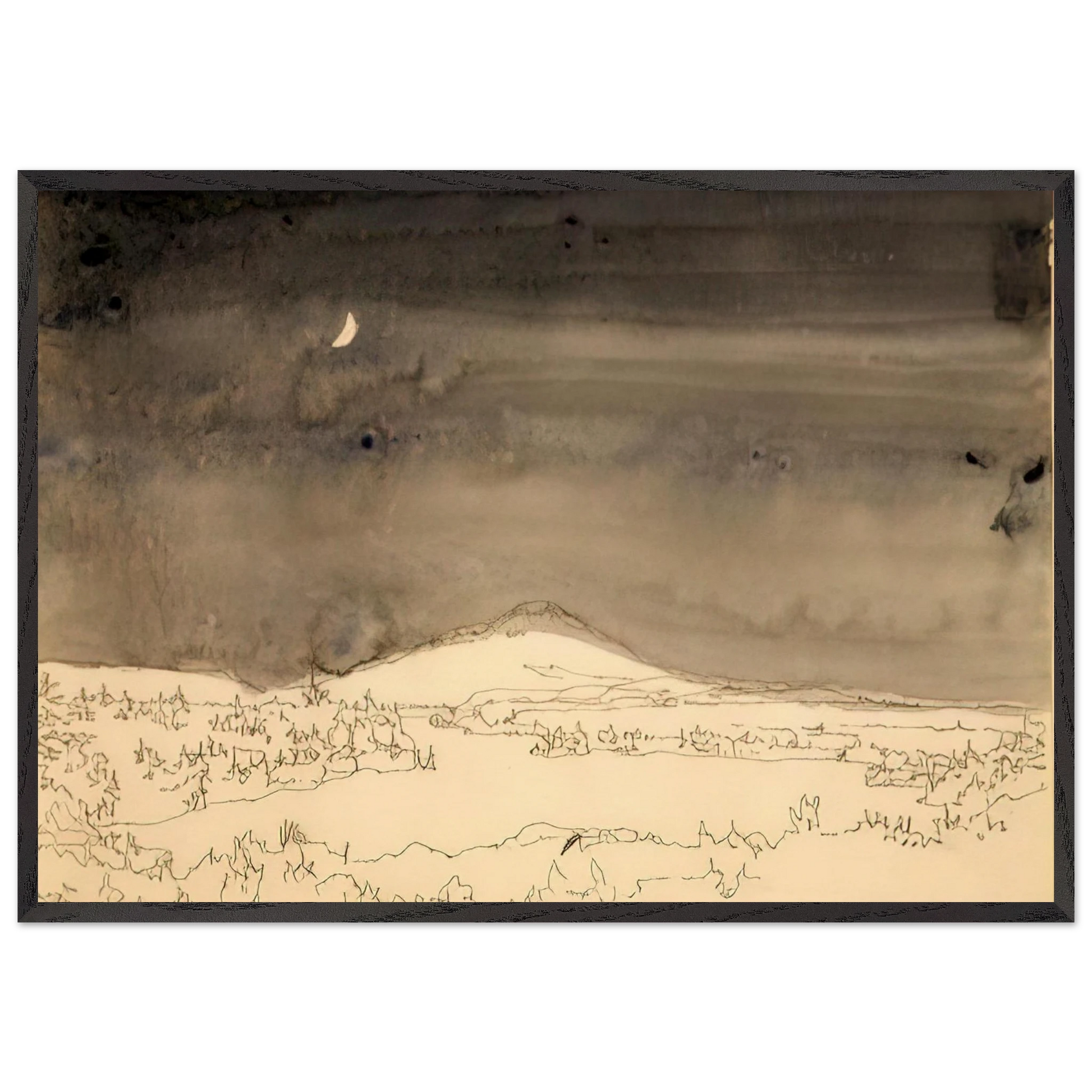 Untitled Night Scene Study - Contemporary Realism - Neil Welliver Framed Art Print – Black Wooden Frame - Default Title - -Framed Art Print