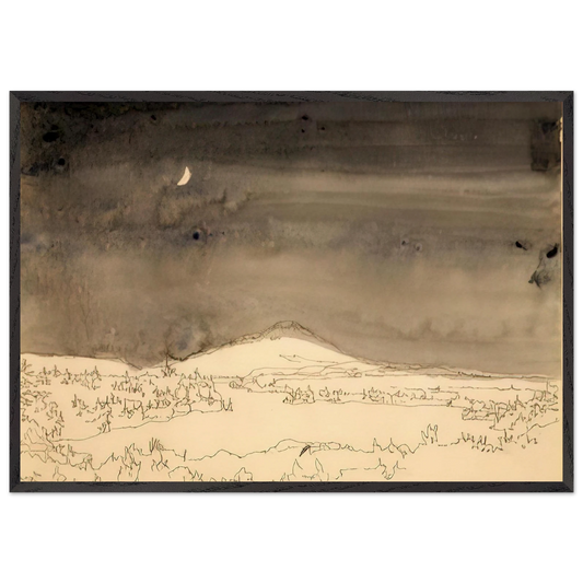 Untitled Night Scene Study - Contemporary Realism - Neil Welliver Framed Art Print – Black Wooden Frame - Default Title - -Framed Art Print