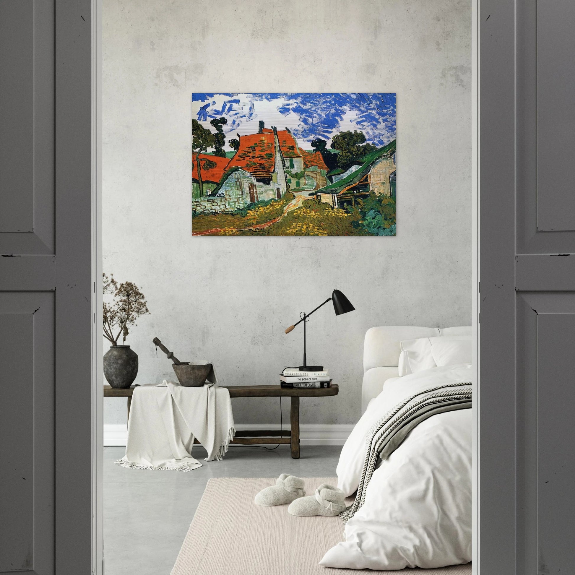 Street in Auvers-sur-Oise - Vincent van Gogh Brushed Aluminum Print - 70x100 cm / 28x40 inches | Vincent van Gogh Aluminum Print | Vincent van Gogh Prints