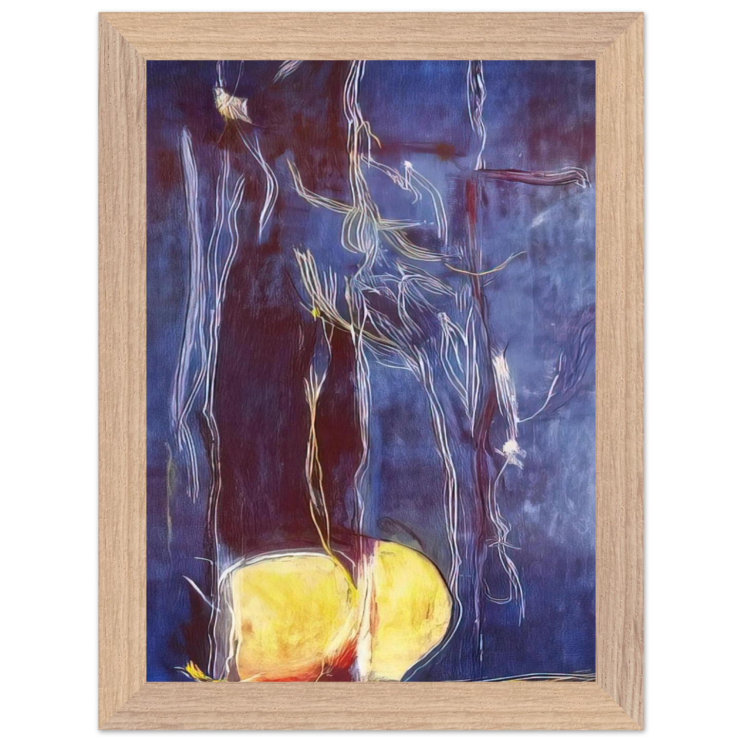 Helen Frankenthaler - All About Blue - 1994 Wall art - 27x35 cm / 11x14 inches - Premium Wooden Framed Poster With Fine Art Paper - Wood frame
