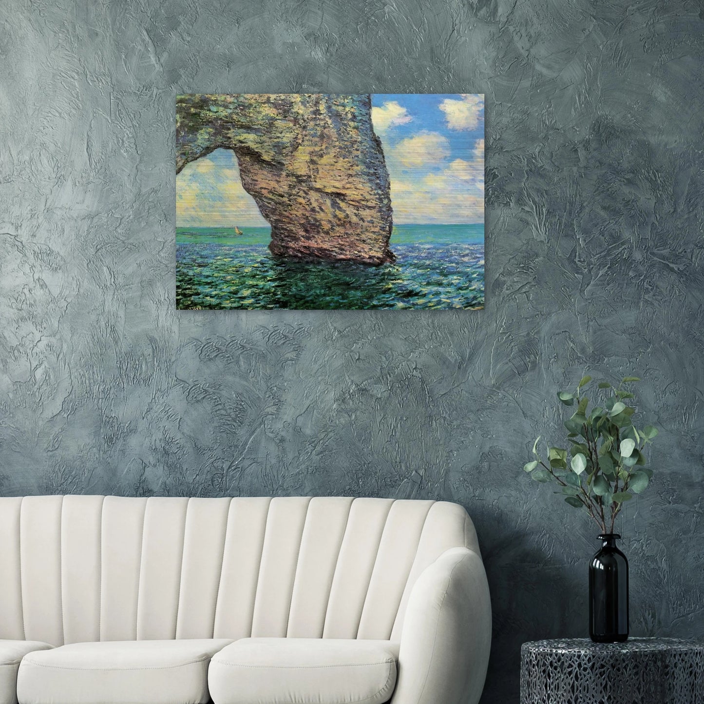 The Manneport at High Tide - claude monet Brushed Aluminum Print - 70x100 cm / 28x40 inches | claude monet Aluminum Print | claude monet Prints