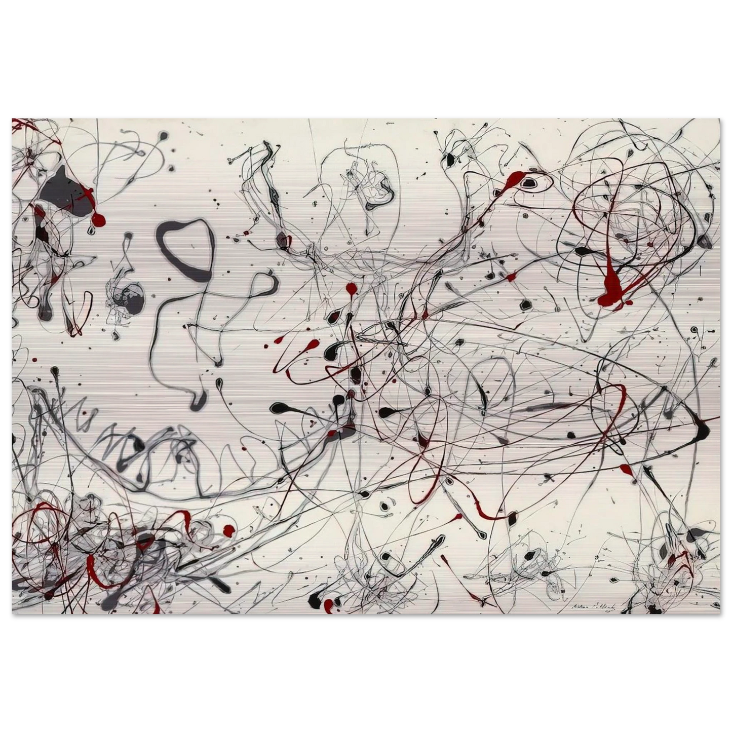 NUMBER 4 GRAY AND RED 1948 - Jackson Pollock Brushed Aluminum Print - 70x100 cm / 28x40 inches | Jackson Pollock Aluminum Print | Jackson Pollock Prints