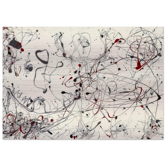 NUMBER 4 GRAY AND RED 1948 - Jackson Pollock Brushed Aluminum Print - 70x100 cm / 28x40 inches | Jackson Pollock Aluminum Print | Jackson Pollock Prints