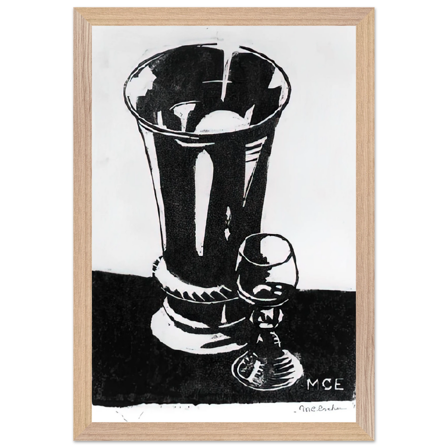 MC Escher - STILL LIFE 1917 Wall Art - 30x40 cm / 12x16 inches - Premium Wooden Framed Poster With Fine Art Paper - White frame