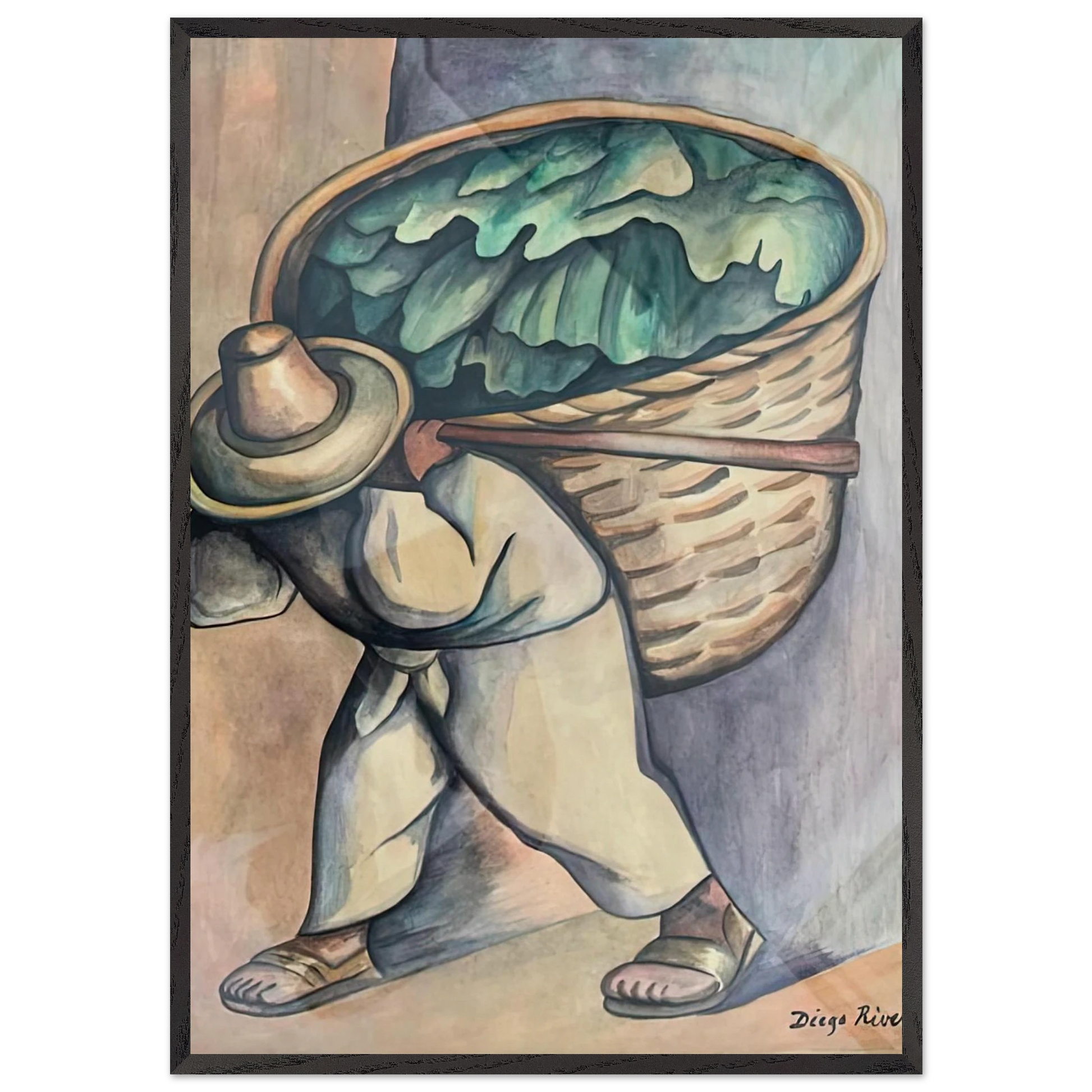 EL CARGADOR DE HOJAS DE PLATANO 1953 - Diego Rivera Framed Art Print – Black Wooden Frame - Default Title - -Framed Art Print