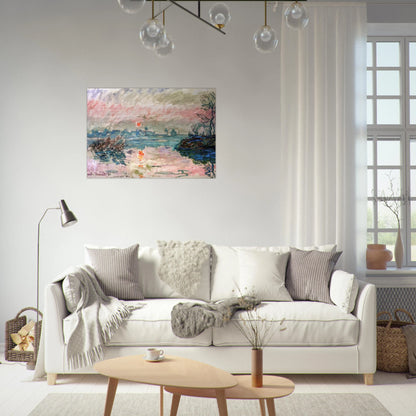 Sunset at Lavacourt - claude monet Brushed Aluminum Print - 70x100 cm / 28x40 inches | claude monet Aluminum Print | claude monet Prints