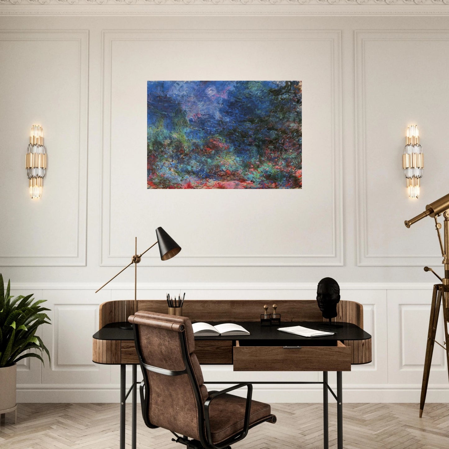 The House at Giverny Viewed from the Rose Garden - claude monet Brushed Aluminum Print - 70x100 cm / 28x40 inches | claude monet Aluminum Print | claude monet Prints
