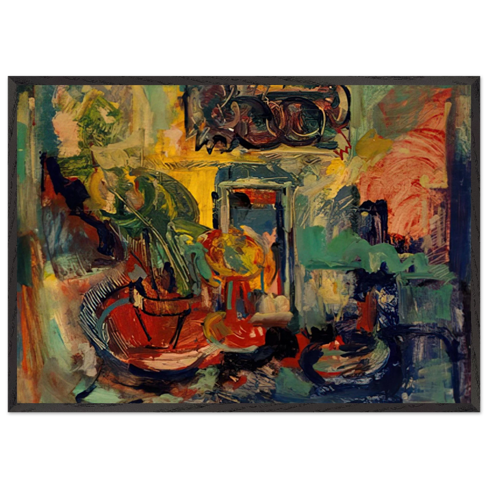 Still Life Interior - Hans Hofmann 70x100 cm / 28x40 inches Framed Art Print – Black Wooden Frame