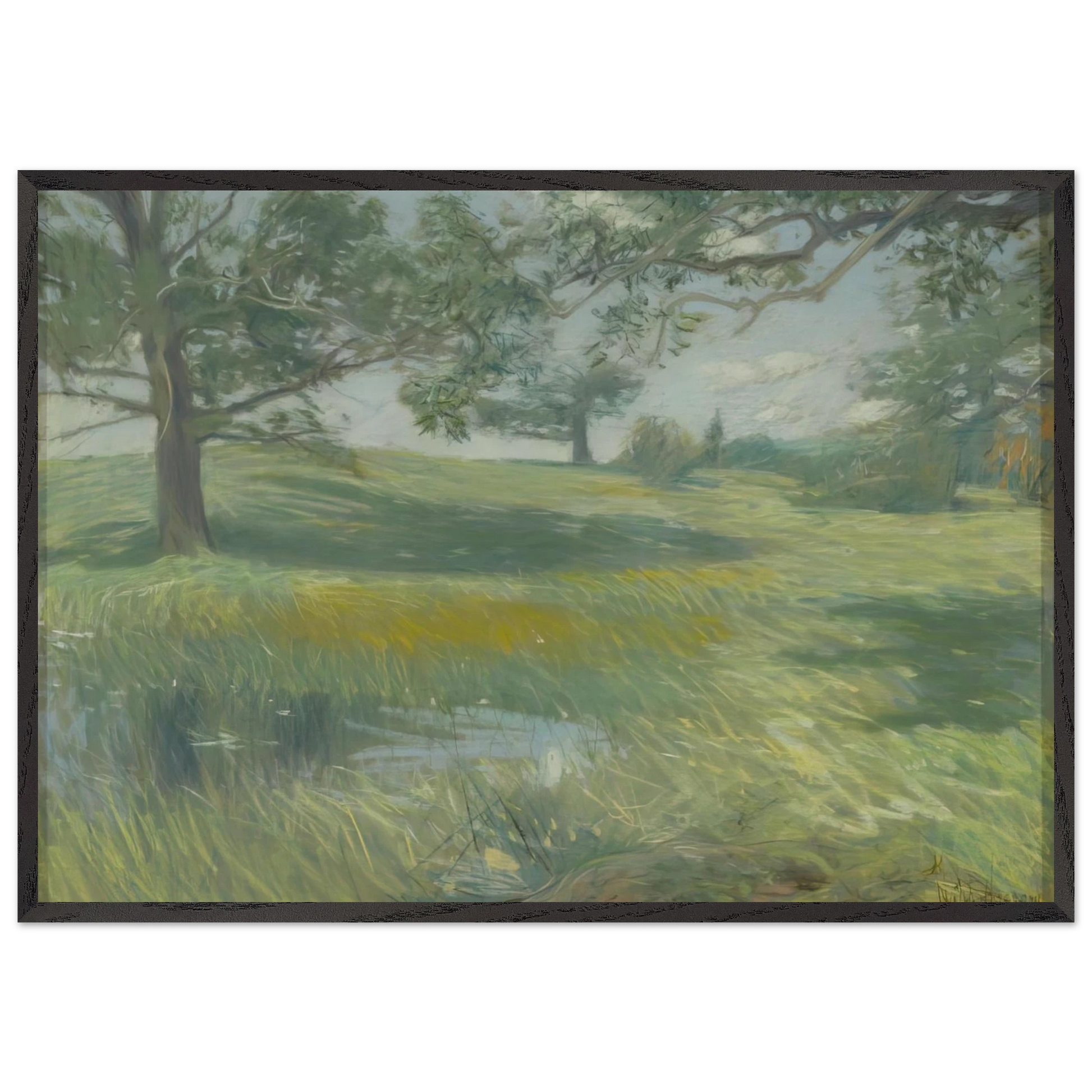Meadows - Childe Hassam Framed Art Print – Black Wooden Frame - Default Title - -Framed Art Print