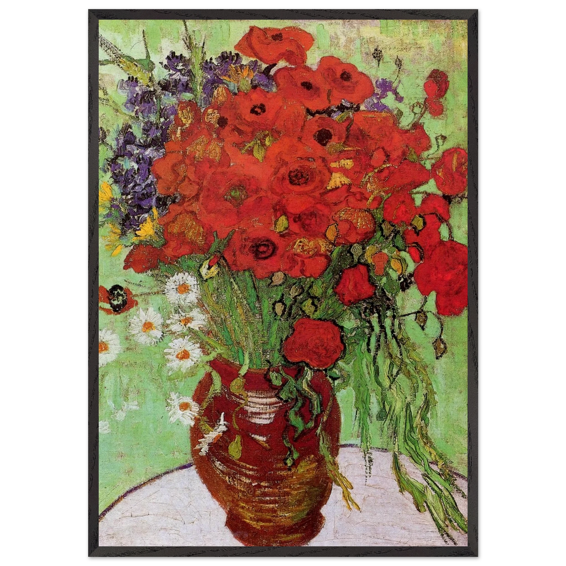 Red Poppies and Daisies - Vincent van Gogh Framed Art Print – Black Wooden Frame - Default Title - -Framed Art Print