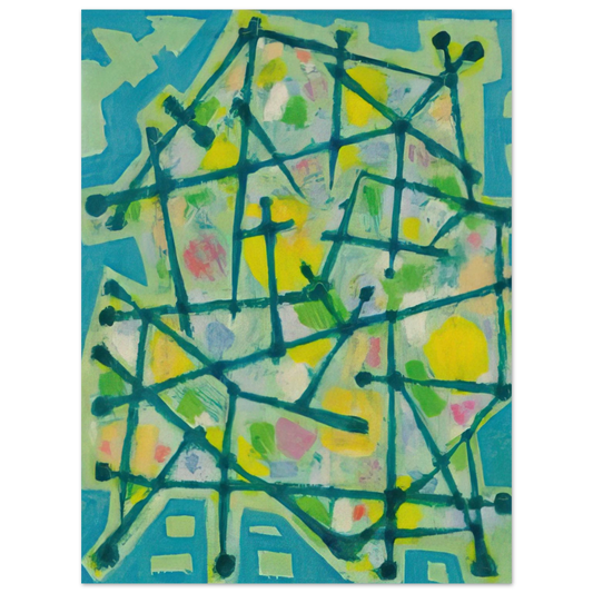 Alfred Manessier - Blue-Green Lines on Aqua Background - 1953 Fine Art Poster - Default Title