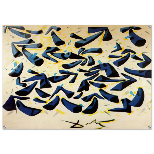 BLUE HORNS DESIGN FOR A SCARF - Salvador Dali Acrylic Print - 70x100 cm / 28x40″ inches