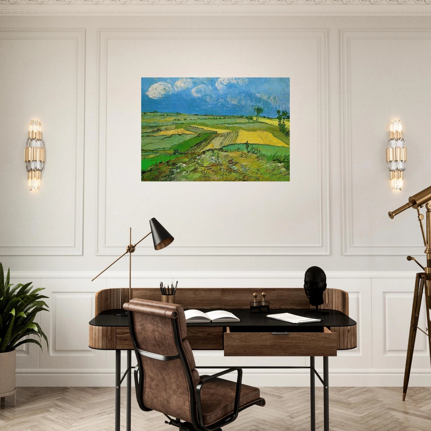 Wheat Fields at Auvers Under Clouded Sky - Vincent van Gogh Brushed Aluminum Print - 70x100 cm / 28x40 inches | Vincent van Gogh Aluminum Print | Vincent van Gogh Prints