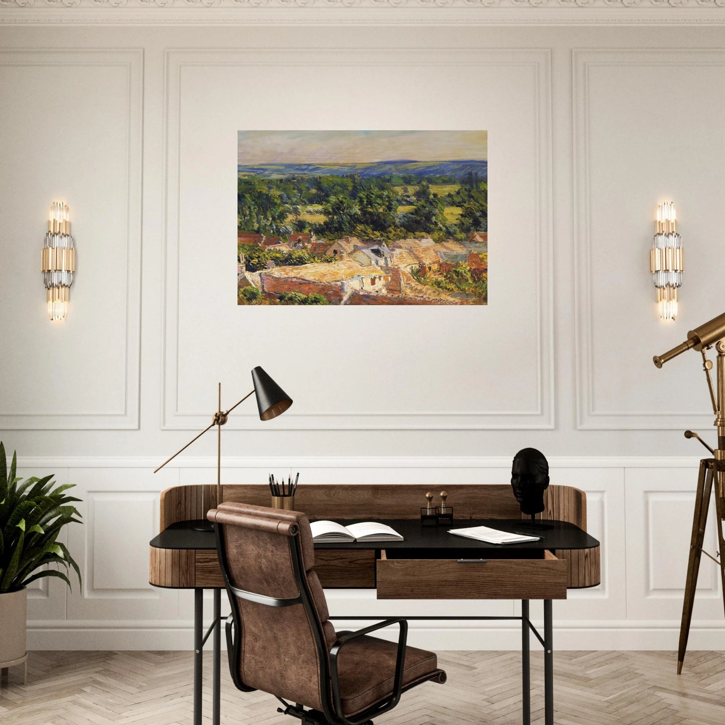 View on village of Giverny - claude monet Brushed Aluminum Print - 70x100 cm / 28x40 inches | claude monet Aluminum Print | claude monet Prints