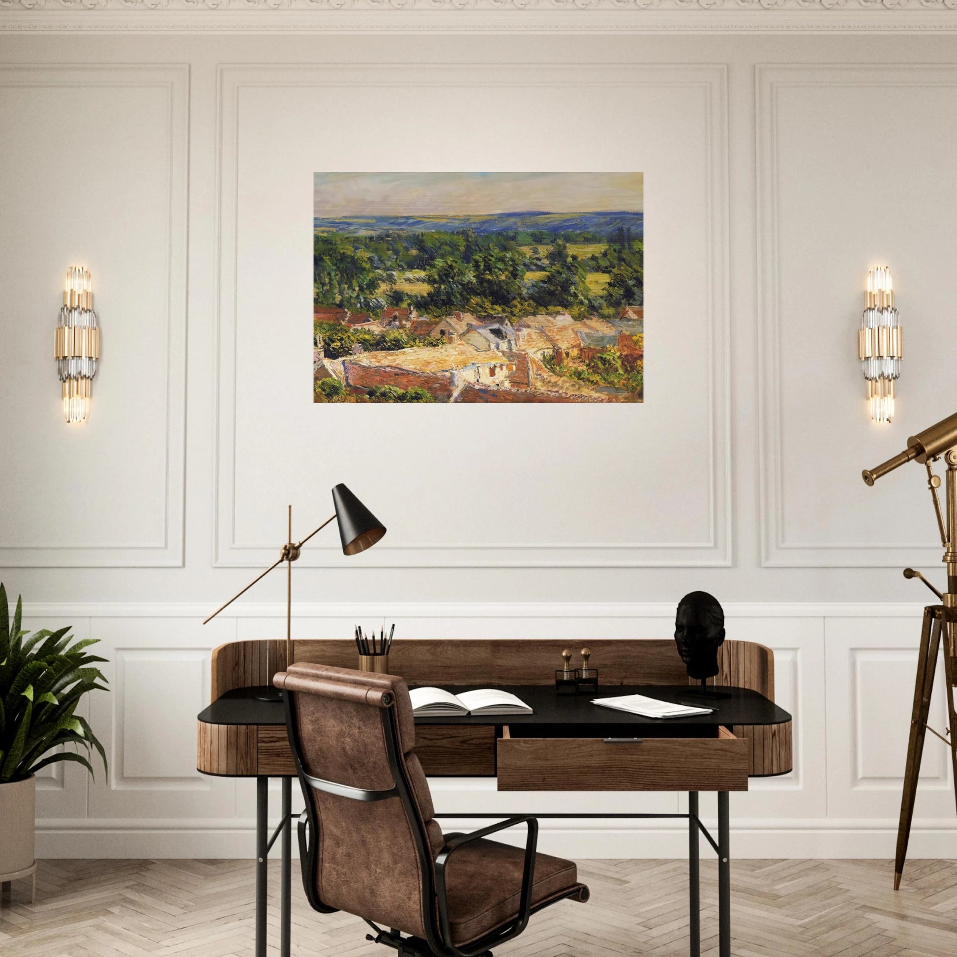 View on village of Giverny - claude monet Brushed Aluminum Print - 70x100 cm / 28x40 inches | claude monet Aluminum Print | claude monet Prints