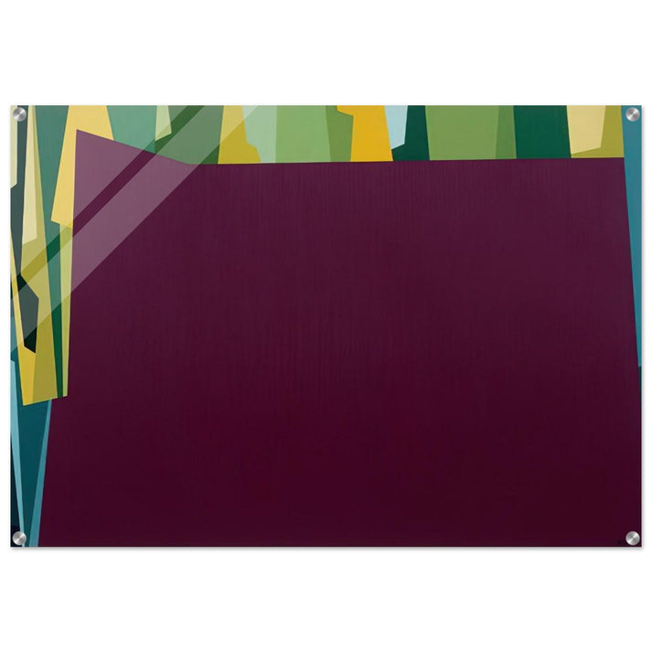 Interlocking Forms Big Magenta With Green - 1959 - Karl Benjamin Acrylic Print - 70x100 cm / 28x40″ inches