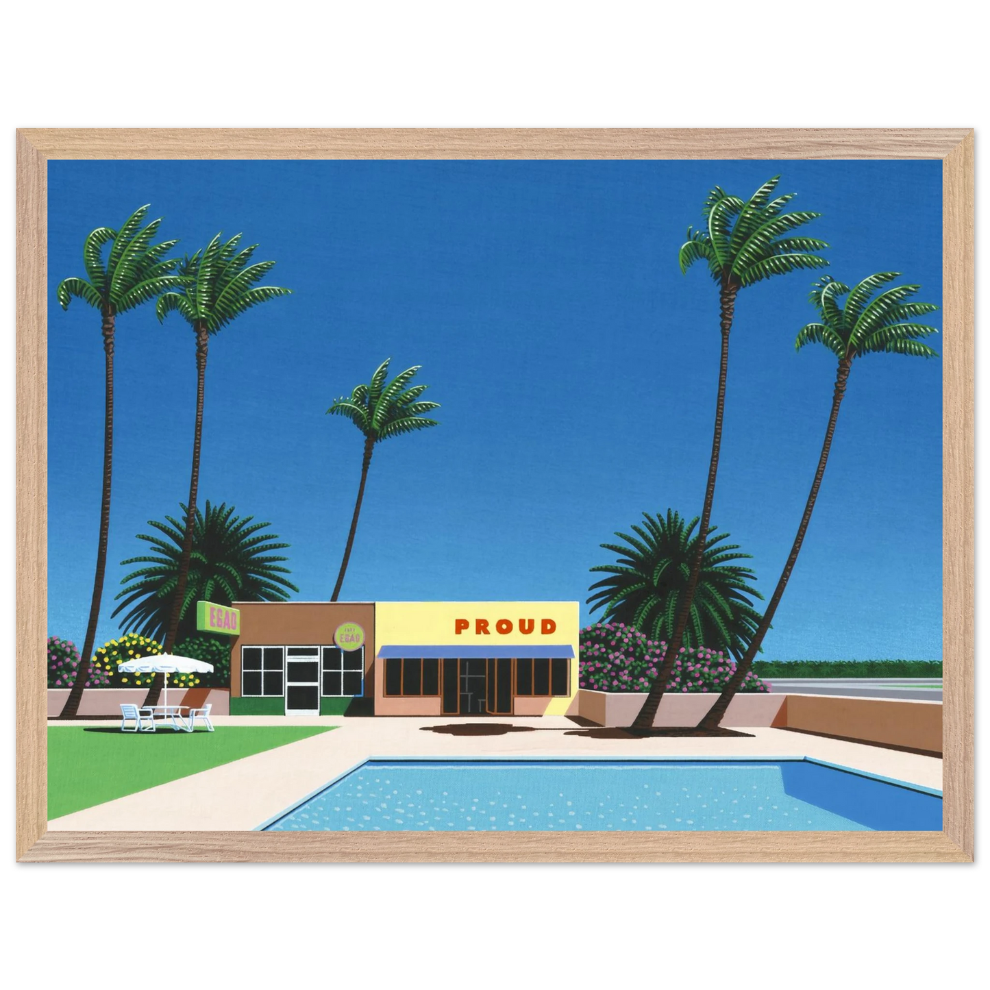 Hiroshi Nagai - Proud Funk Wall Art - 60x80 cm / 24x32 inches - Premium Wooden Framed Poster With Fine Art Paper - White frame