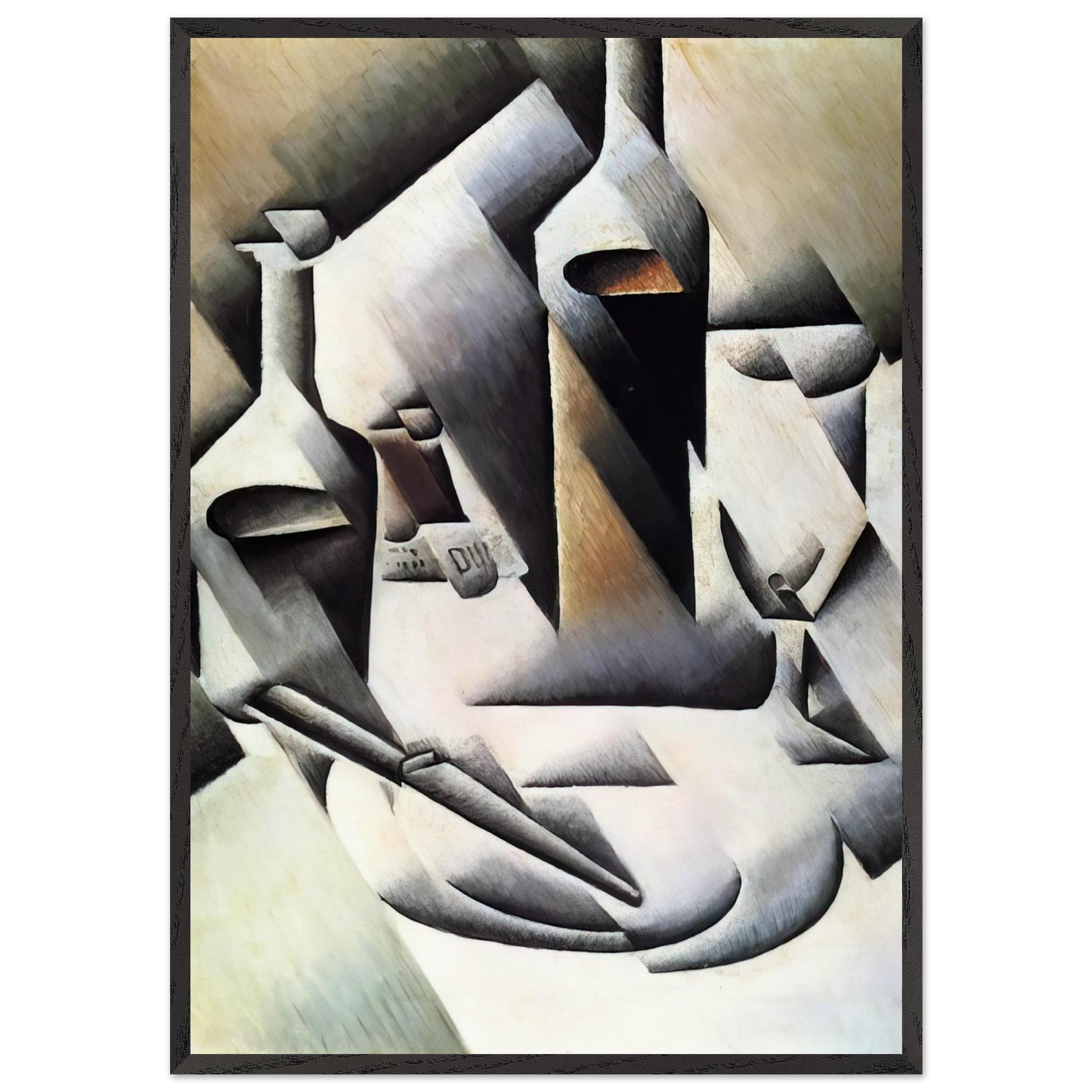 BOTTLES AND KNIFE 1912 - Juan Gris Framed Art Print – Black Wooden Frame - Default Title - -Framed Art Print