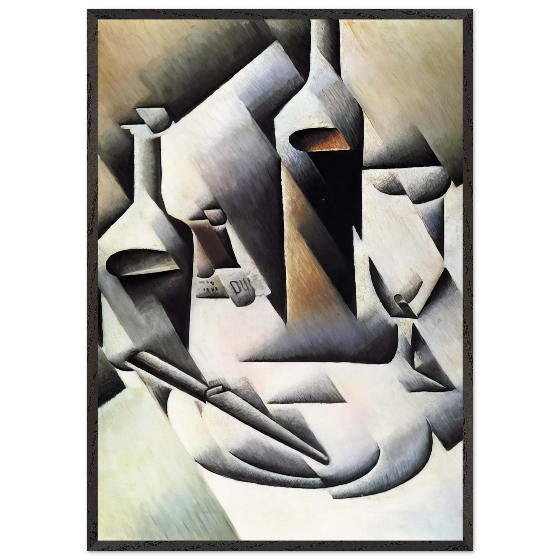 BOTTLES AND KNIFE 1912 - Juan Gris Framed Art Print – Black Wooden Frame - Default Title - -Framed Art Print