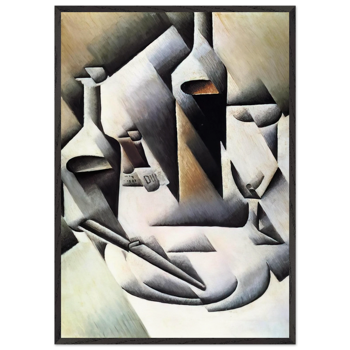 BOTTLES AND KNIFE 1912 - Juan Gris 70x100 cm / 28x40 inches Framed Art Print – Black Wooden Frame