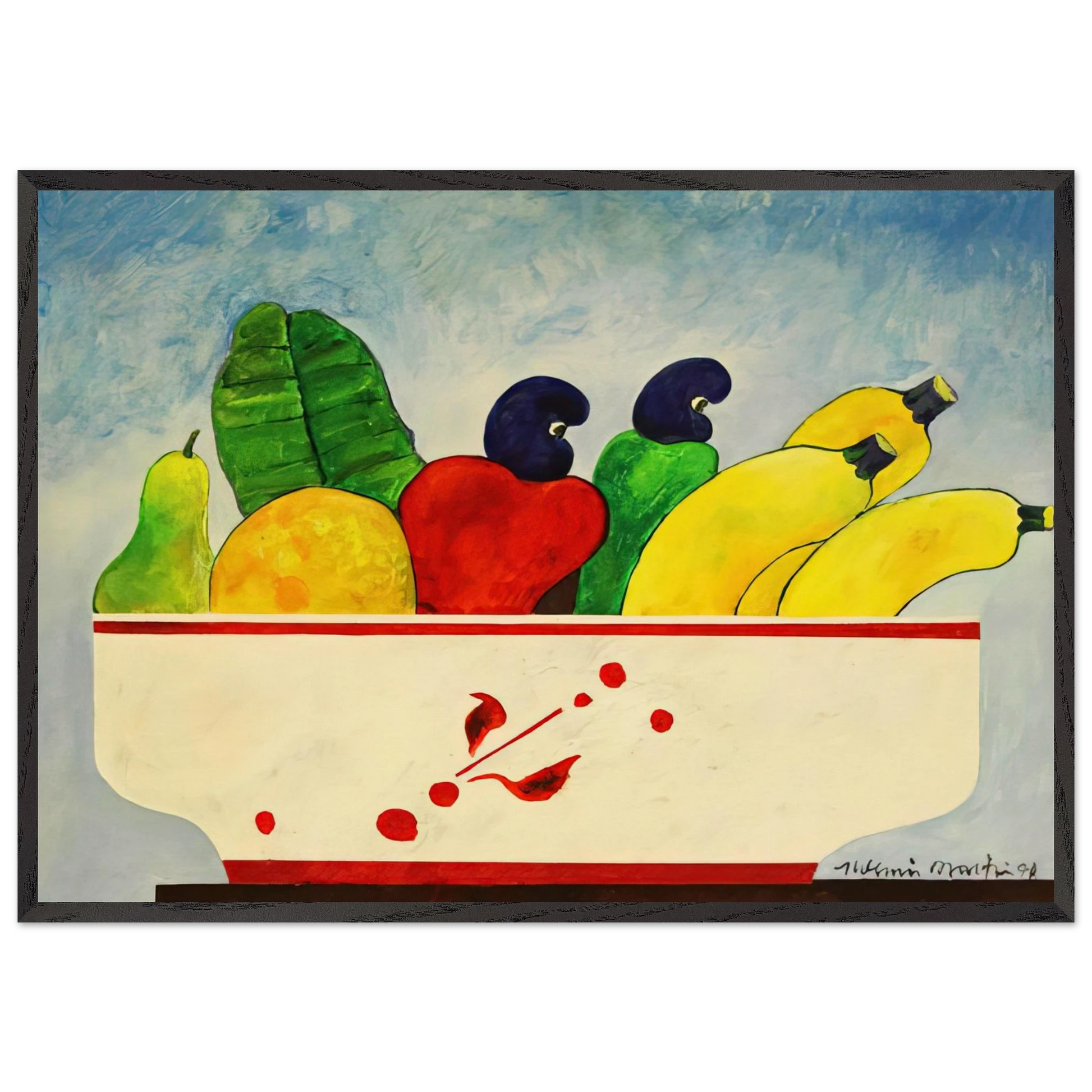 Cesta Com Frutas - 1998 - Aldemir Martins Framed Art Print – Black Wooden Frame - Default Title - -Framed Art Print