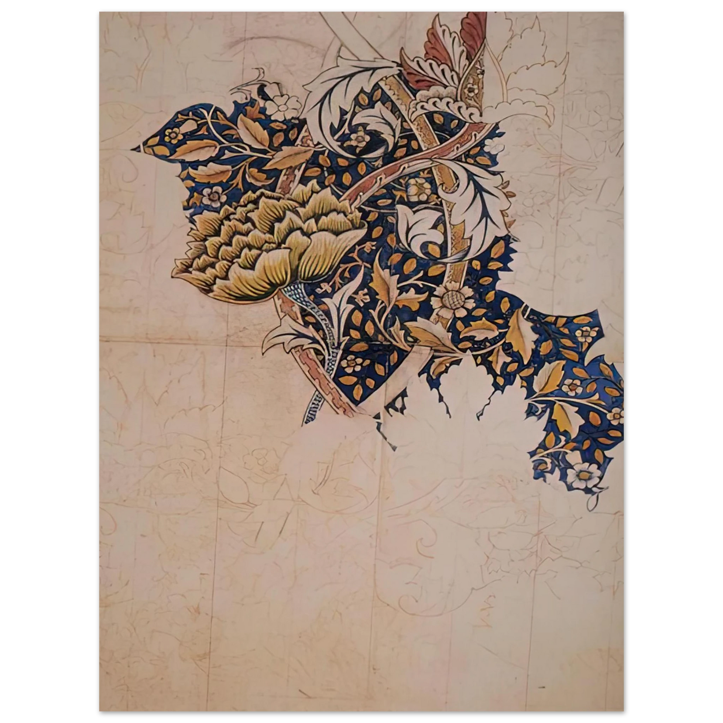 William Morris - DESIGN FOR WINDRUSH PRINTED TEXTILE 1883 Fine Art Poster - 13x18 cm / 5x7 inches
