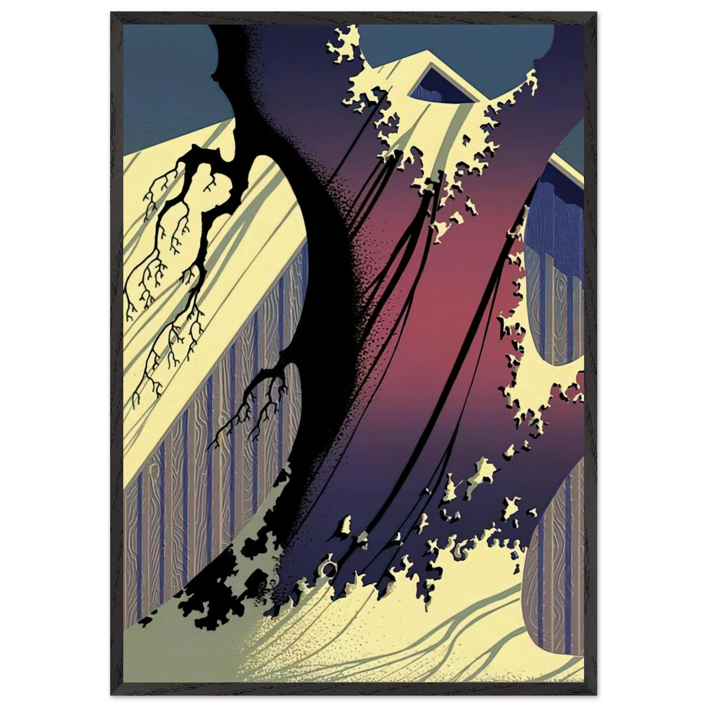 Mauve Barn - Eyvind Earle Framed Art Print – Black Wooden Frame - Default Title - -Framed Art Print