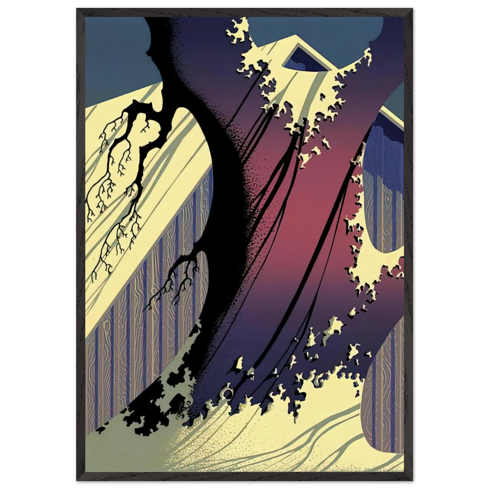 Mauve Barn - Eyvind Earle Framed Art Print – Black Wooden Frame - Default Title - -Framed Art Print