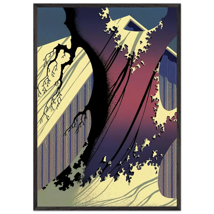 Mauve Barn - Eyvind Earle 70x100 cm / 28x40 inches Framed Art Print – Black Wooden Frame
