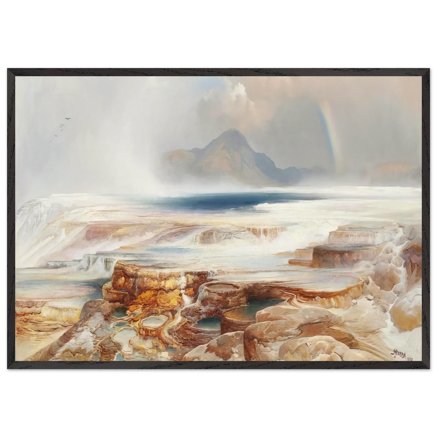 Hot Springs of the Yellowstone - Thomas Moran Framed Art Print – Black Wooden Frame - Default Title - -Framed Art Print