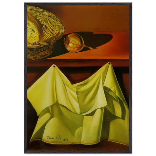 UNTITLED STILL LIFE WITH WHITE CLOTH - Salvador Dali Framed Art Print – Black Wooden Frame - Default Title - -Framed Art Print