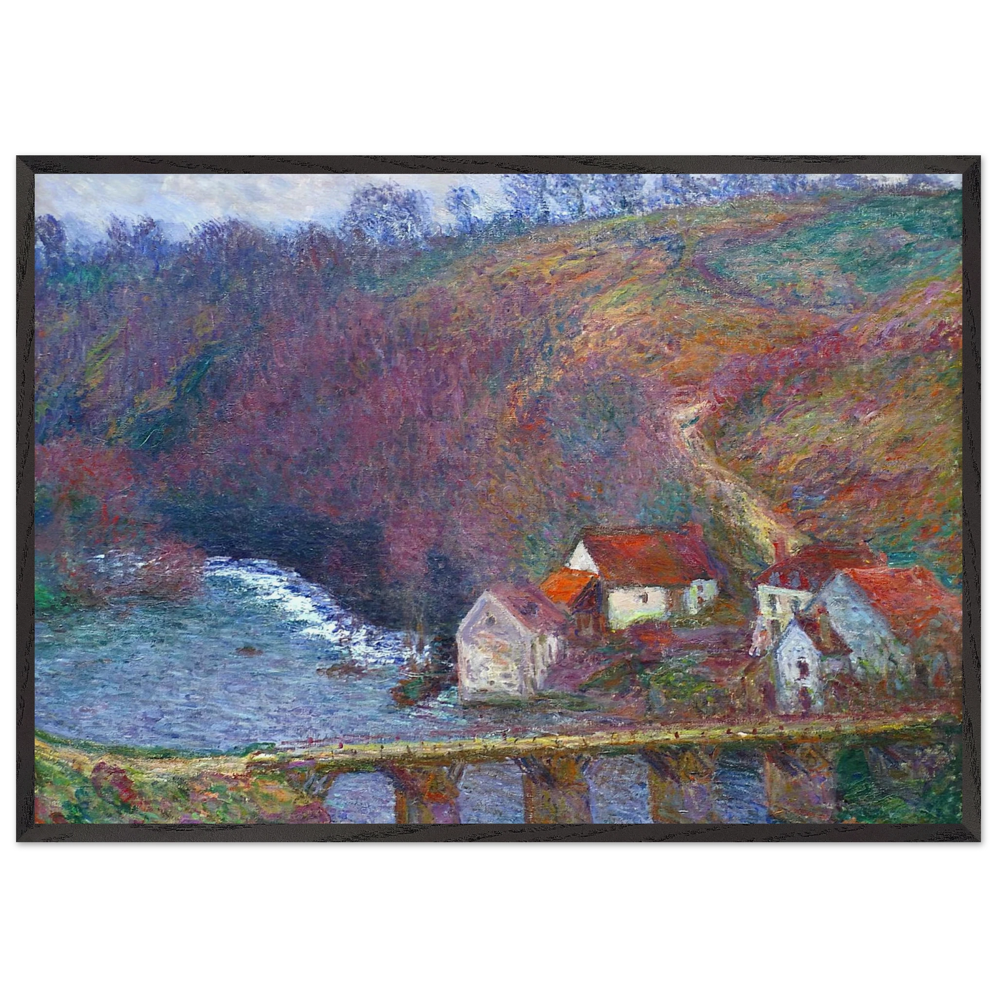 The Grande Creuse by the Bridge at Vervy - claude monet Framed Art Print – Black Wooden Frame - Default Title - -Framed Art Print