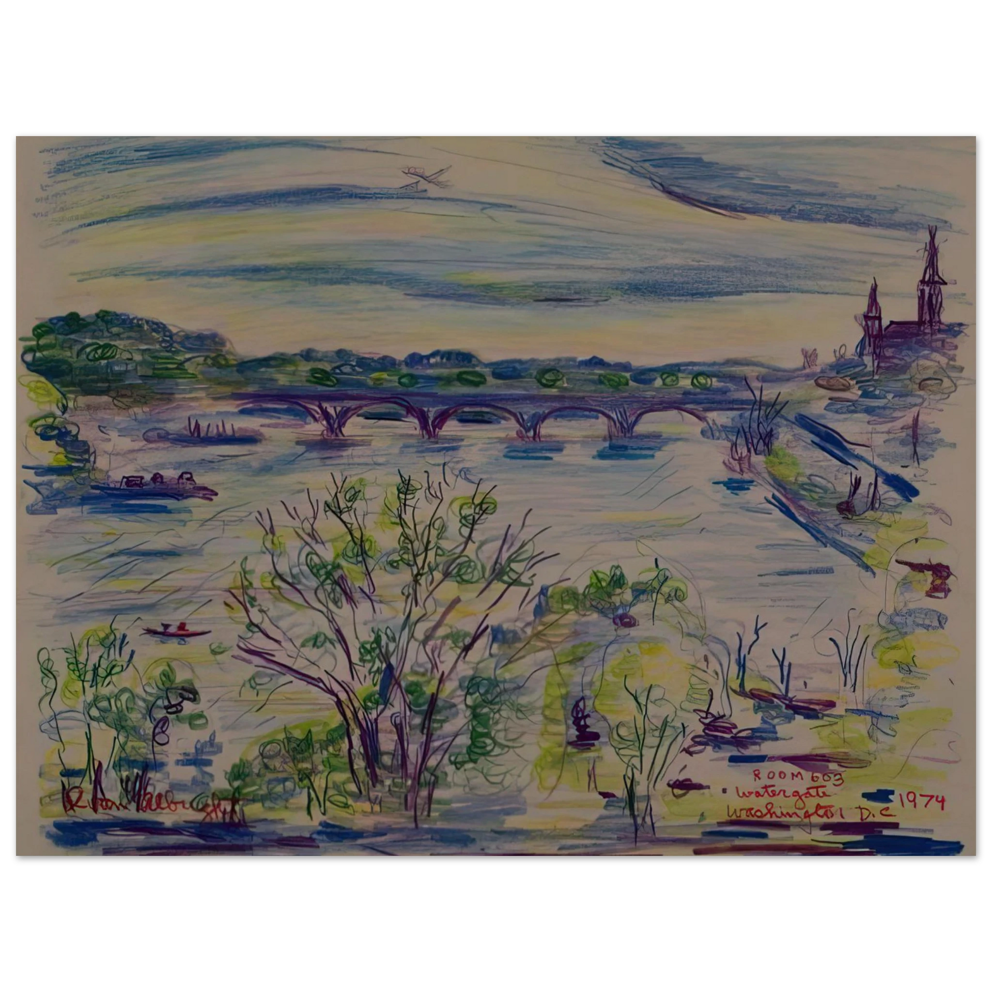 Ivan Albright - VIEW FROM ROOM 603 WATERGATE WASHINGTON D C 1974 Fine Art Poster - Default Title